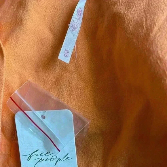 Free People No Plans Orange Smocked Waistband Boho Cottagecore Romper Size XS - Picture 4 of 10